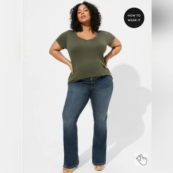 Torrid Luxe Slim Boot cut mid-rise slight flare jeans size 12 Tall rainstorm NWT - Picture 1 of 8